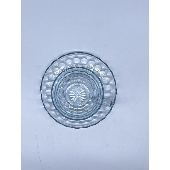 ANCHOR HOCKING Sapphire BLUE BUBBLE CUP & SAUCER SET - Picture 7 of 7